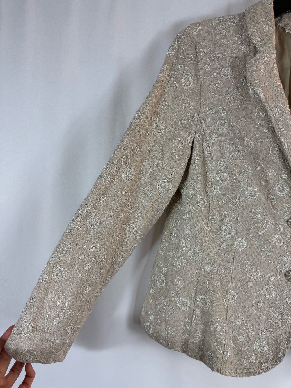 Boho Cottagecore Coldwater Creek Ivory LinenBlend Floral
Embroidered PM Jacket - Picture 8 of 14